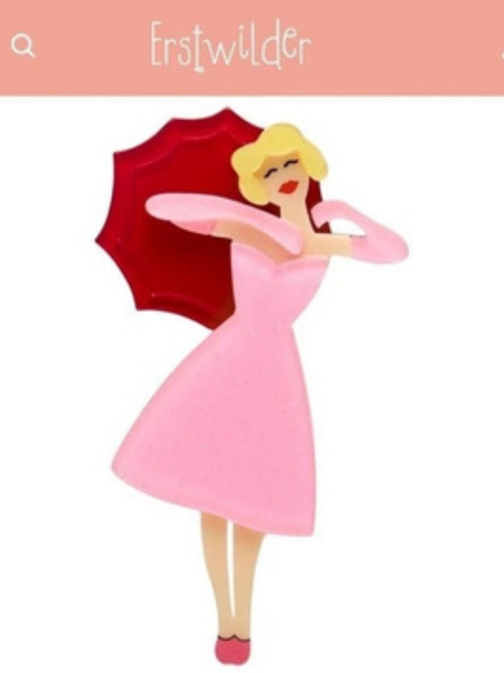 Erstwilder Married to Marilyn Brooch Pink & Red